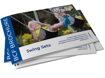 Brochure cover featuring children on swing sets.
