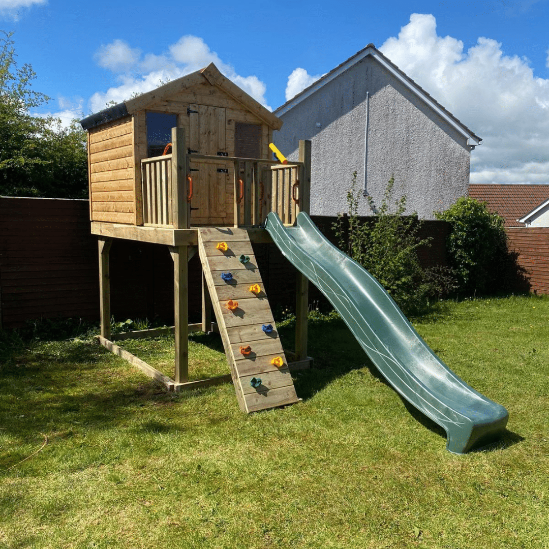 Bespoke wooden climbing frame built by Ballycastle Climbing Frames in partnership with Make-A-Wish.
