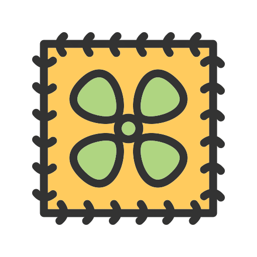 Square patch with green clover design and stitched border.