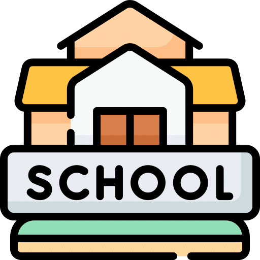 Icon of a school building with "SCHOOL" text below.